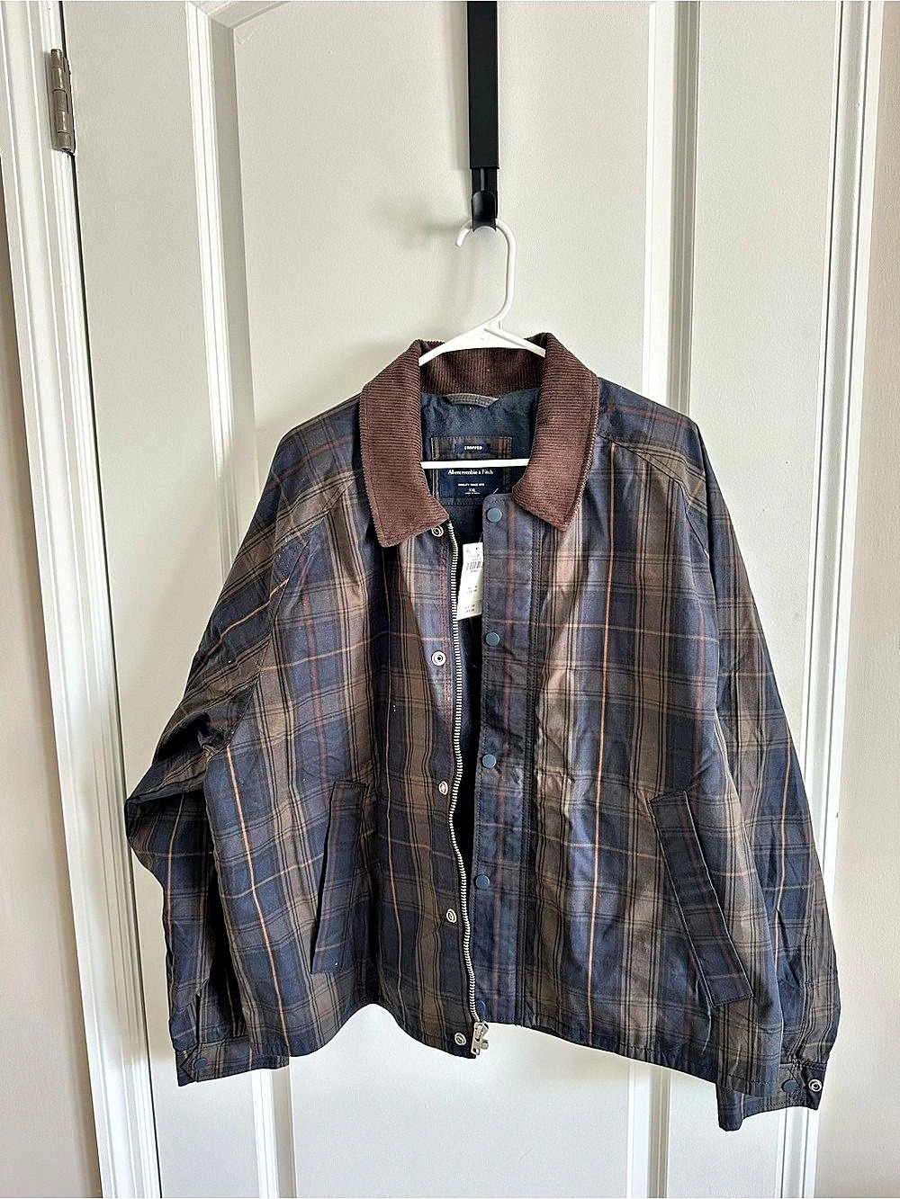 Abercrombie & Fitch Plaid Shirt Jacket in Blue & Brown NWT